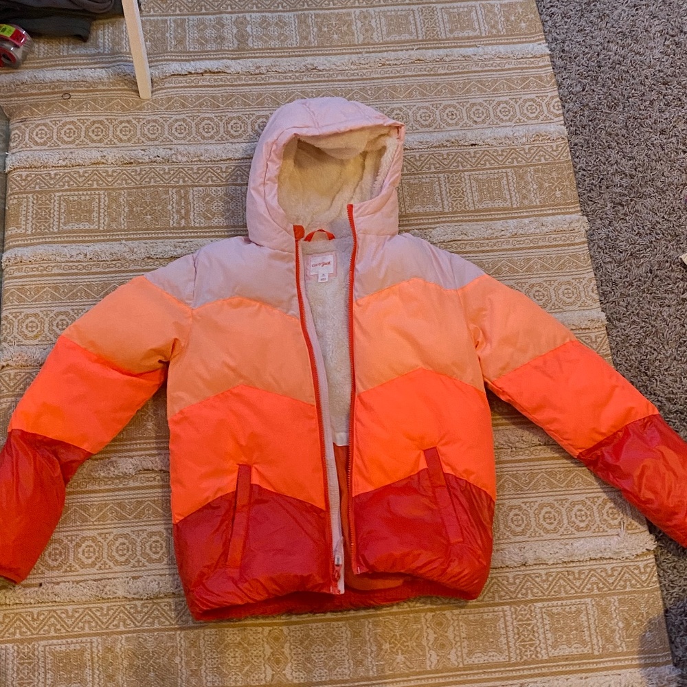 ombre orange puffer jacket